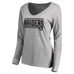 Women's Iconic Collection On Side Stripe Long Sleeve V-Neck T-Shirt - Las Vegas Raiders