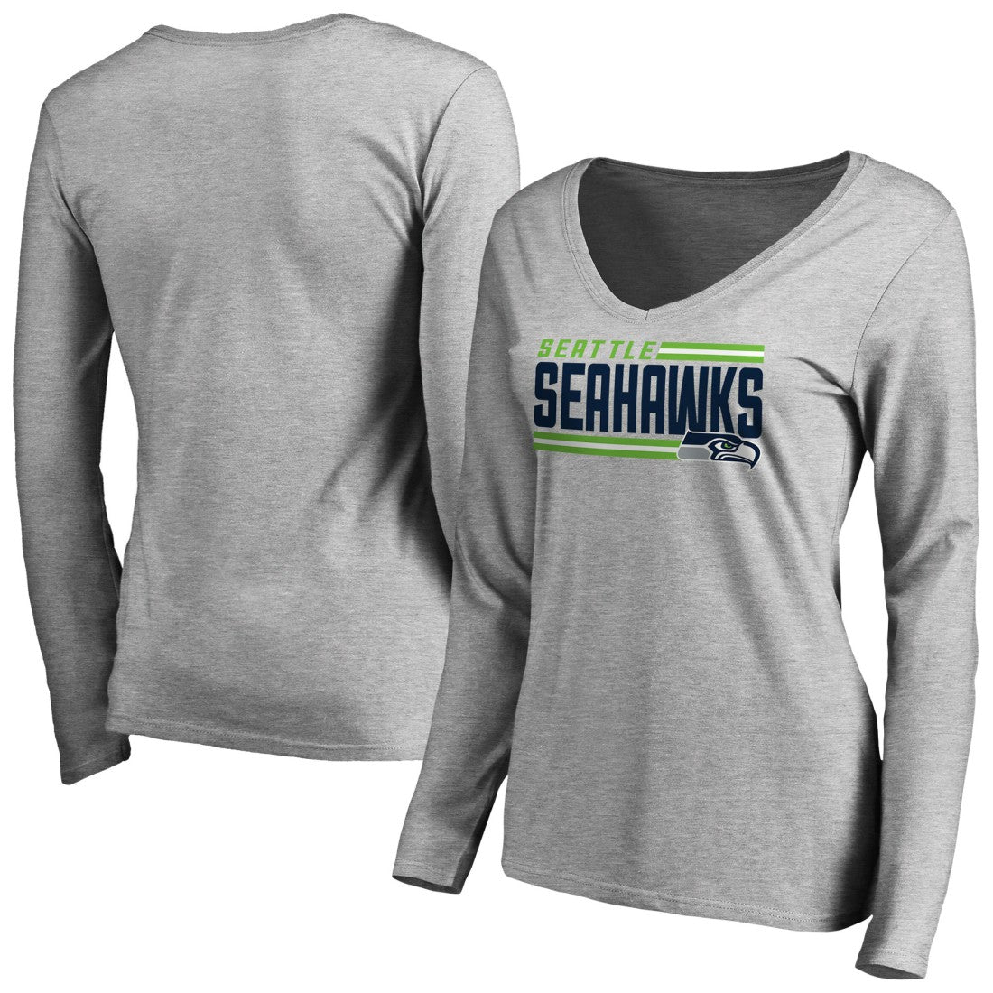 Women's Iconic Collection On Side Stripe Long Sleeve V-Neck T-Shirt - Seattle Seahawks