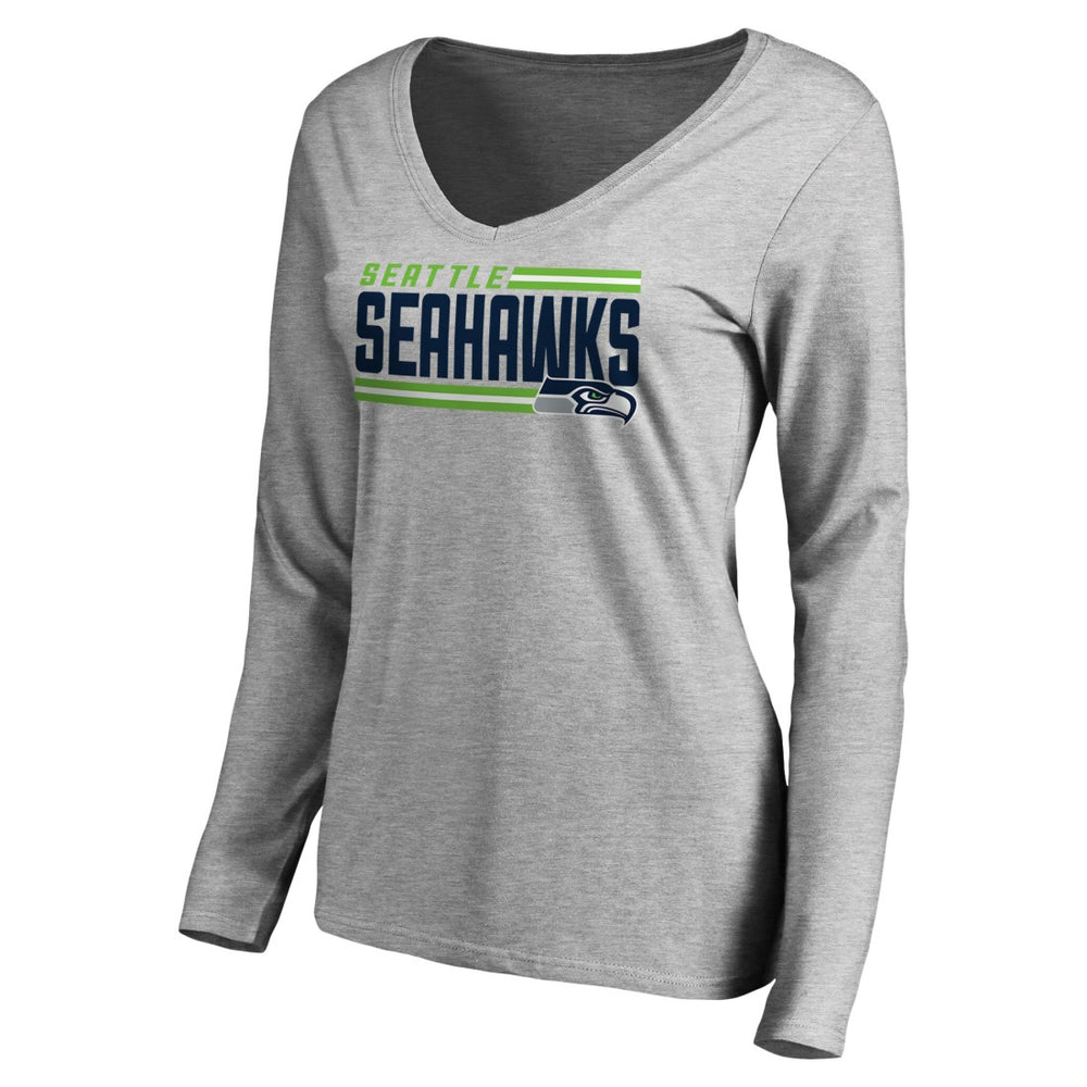 Women's Iconic Collection On Side Stripe Long Sleeve V-Neck T-Shirt - Seattle Seahawks