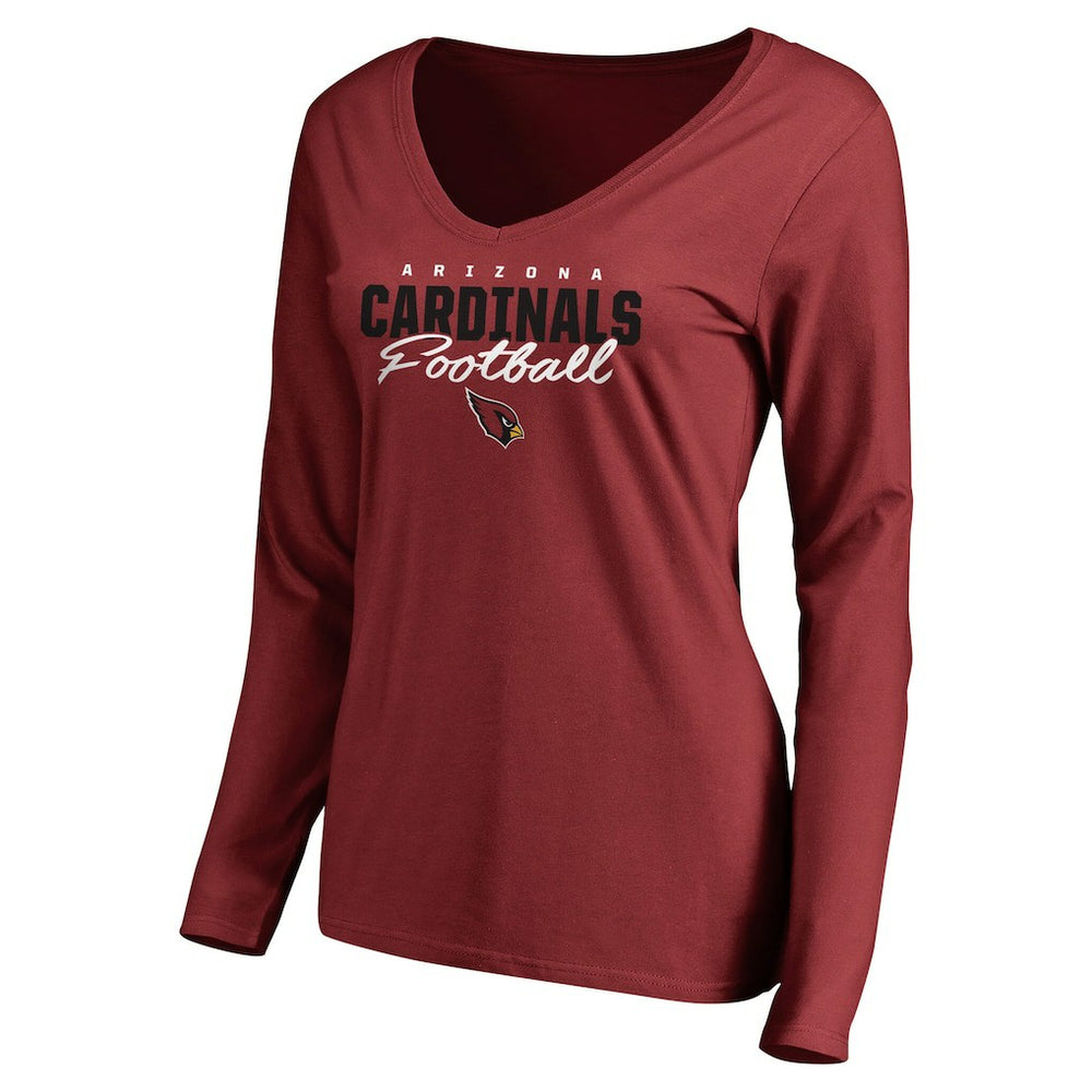 Women's Iconic Collection Script Assist Long Sleeve V-Neck T-Shirt - Arizona Cardinals