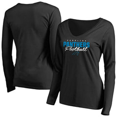 Women's Iconic Collection Script Assist Long Sleeve V-Neck T-Shirt - Carolina Panthers