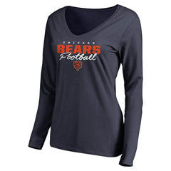 Women's Iconic Collection Script Assist Long Sleeve V-Neck T-Shirt - Chicago Bears