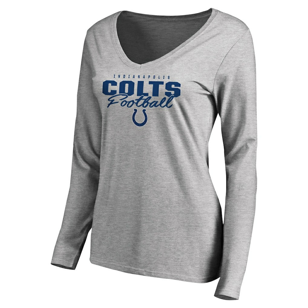 Women's Iconic Collection Script Assist Long Sleeve V-Neck T-Shirt - Indianapolis Colts
