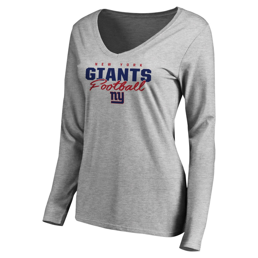 Women's Iconic Collection Script Assist Long Sleeve V-Neck T-Shirt - New York Giants