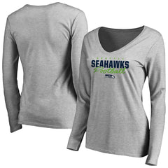 Women's Iconic Collection Script Assist Long Sleeve V-Neck T-Shirt - Seattle Seahawks