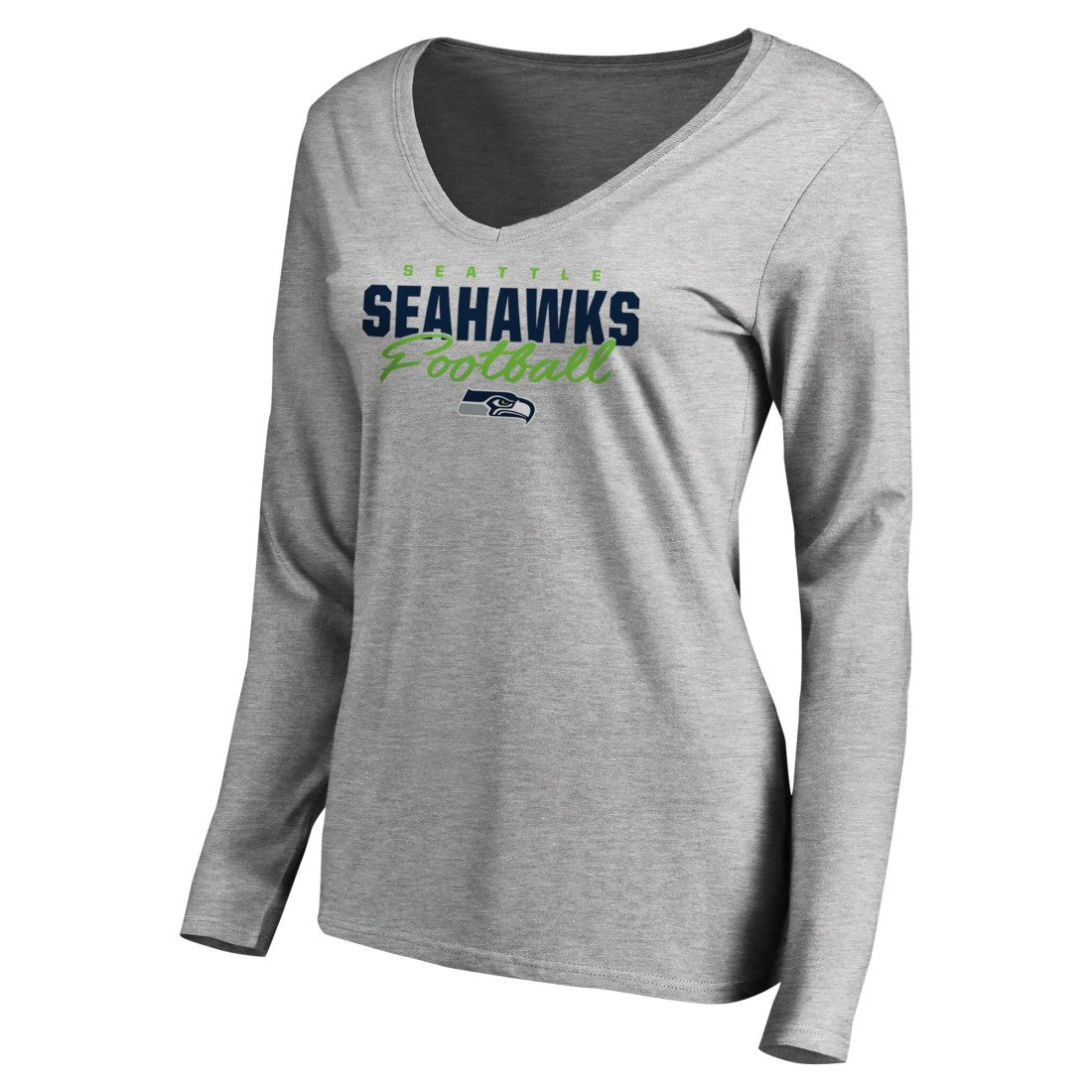 Women's Iconic Collection Script Assist Long Sleeve V-Neck T-Shirt - Seattle Seahawks