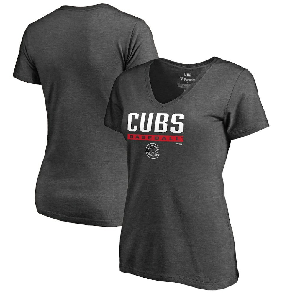 MLB Chicago Cubs Women's Win Stripe V-Neck T-Shirt