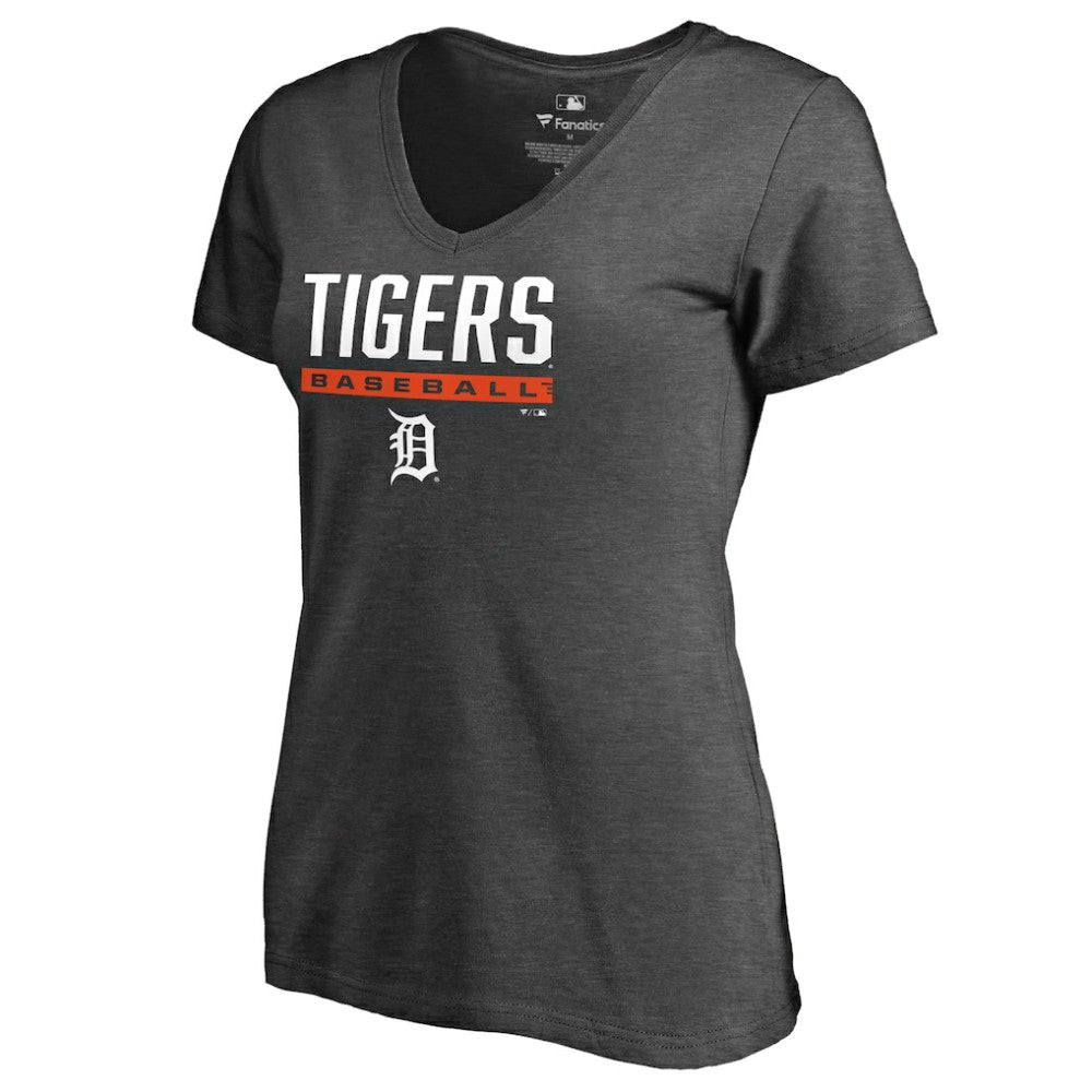 MLB Detroit Tigers Women's Win Stripe V-Neck T-Shirt