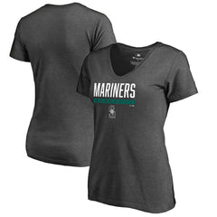 MLB Seattle Mariners Women's Win Stripe V-Neck T-Shirt