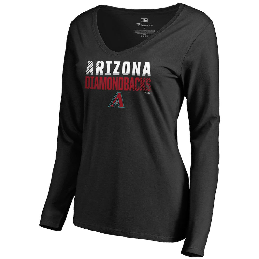 MLB Arizona Diamondbacks Women's Fade Out V-Neck Long Sleeve T-Shirt