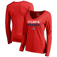 MLB Atlanta Braves Women's Fade Out V-Neck Long Sleeve T-Shirt