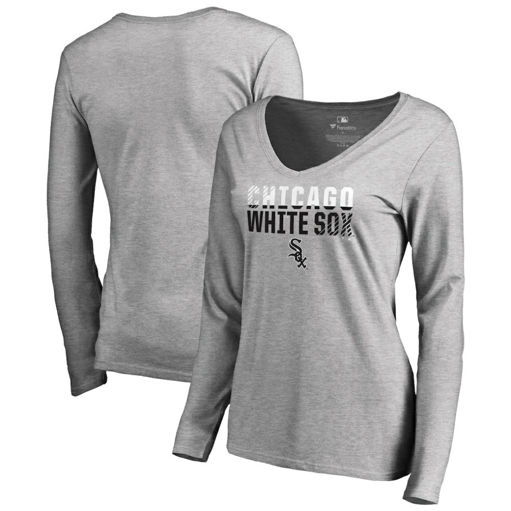 MLB Chicago White Sox Women's Fade Out V-Neck Long Sleeve T-Shirt