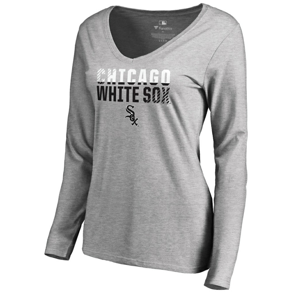 MLB Chicago White Sox Women's Fade Out V-Neck Long Sleeve T-Shirt