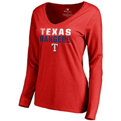 MLB Texas Rangers Women's Fade Out V-Neck Long Sleeve T-Shirt