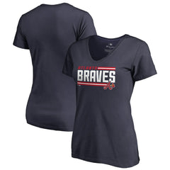 MLB Atlanta Braves Women's Onside Stripe V-Neck T-Shirt