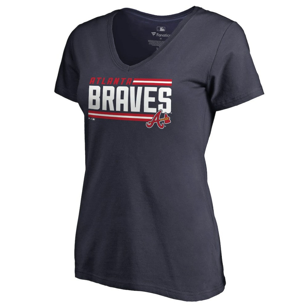 MLB Atlanta Braves Women's Onside Stripe V-Neck T-Shirt