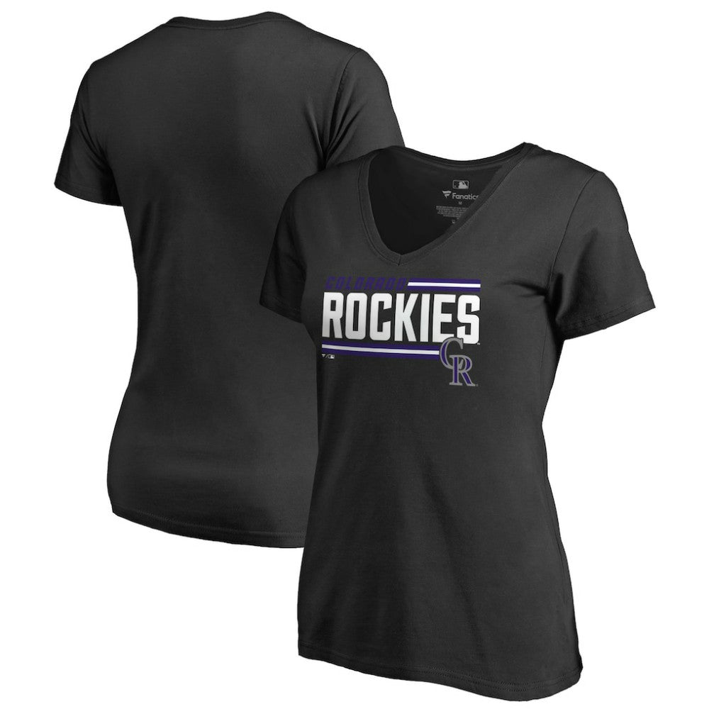 MLB Colorado Rockies Women's Onside Stripe V-Neck T-Shirt