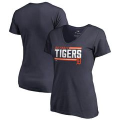 MLB Detroit Tigers Women's Onside Stripe V-Neck T-Shirt