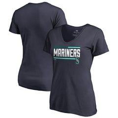 MLB Seattle Mariners Women's Onside Stripe V-Neck T-Shirt