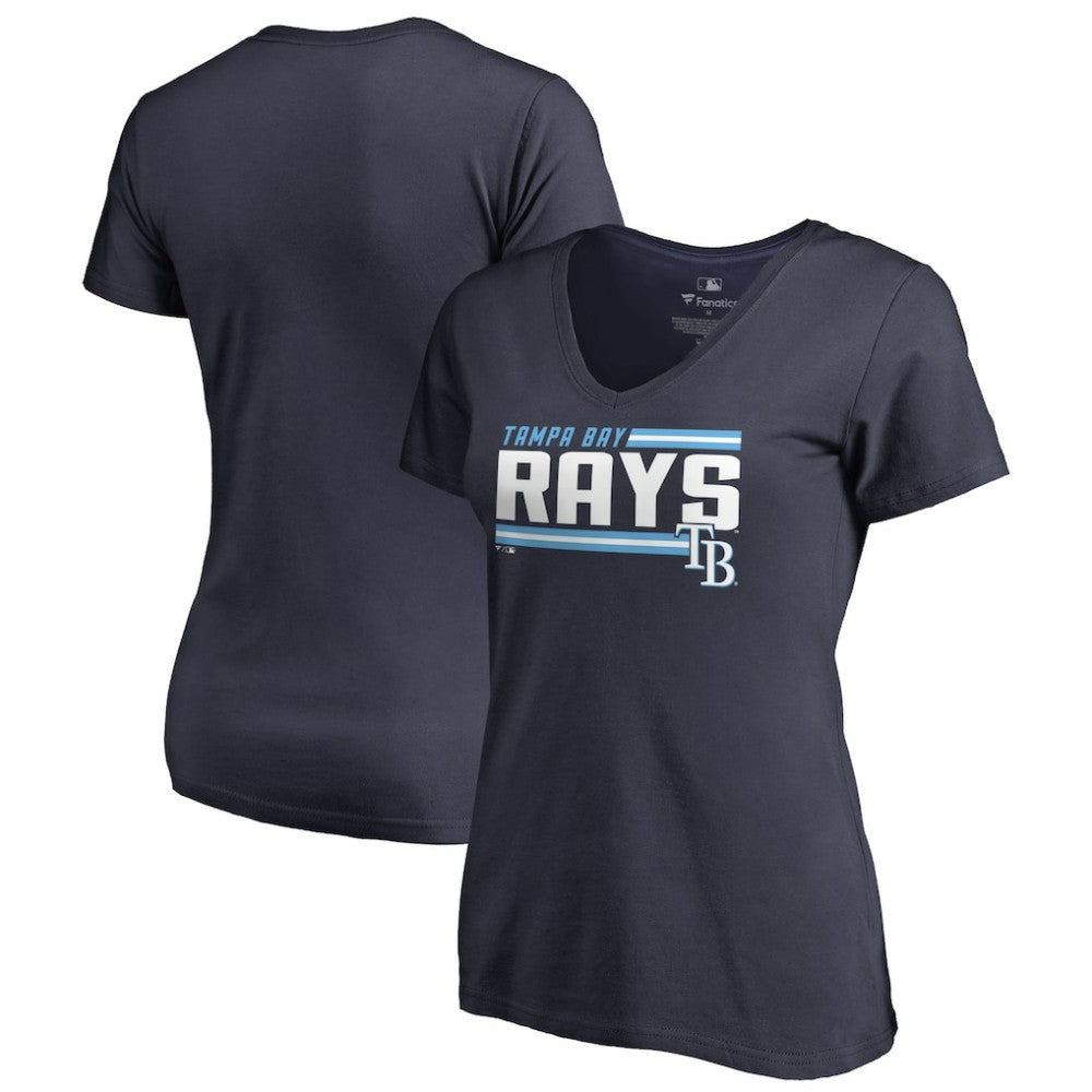 MLB Tampa Bay Rays Women's Onside Stripe V-Neck T-Shirt