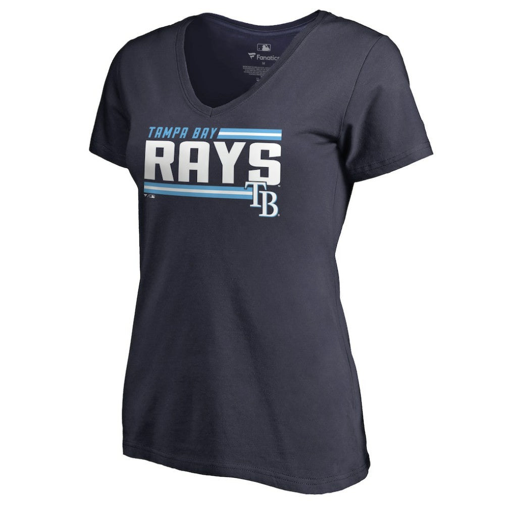 MLB Tampa Bay Rays Women's Onside Stripe V-Neck T-Shirt