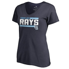 MLB Tampa Bay Rays Women's Onside Stripe V-Neck T-Shirt