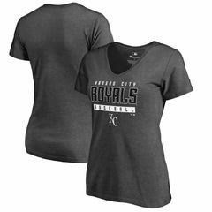 MLB Kansas City Royals Women's Charcoal Stack V-Neck T-Shirt
