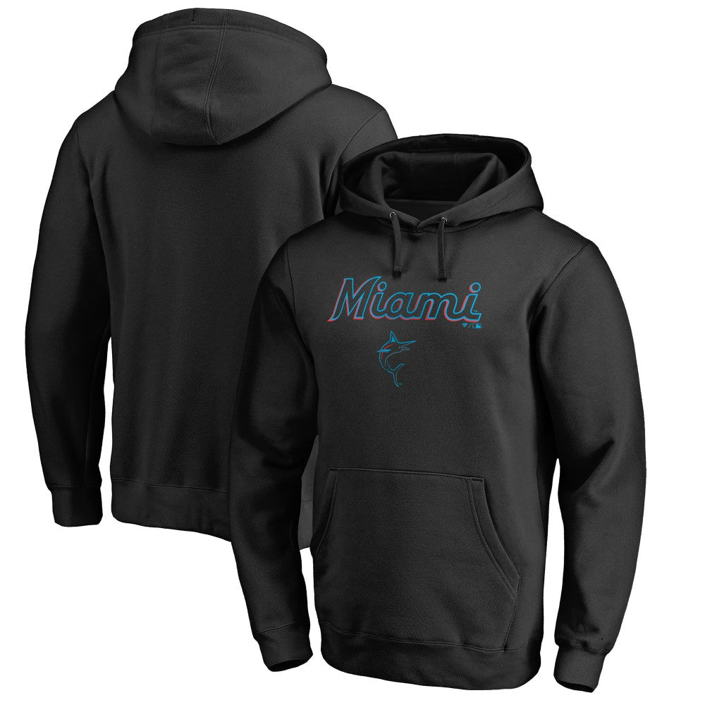 MLB Miami Marlins Team Lockup Fitted Pullover Hoodie
