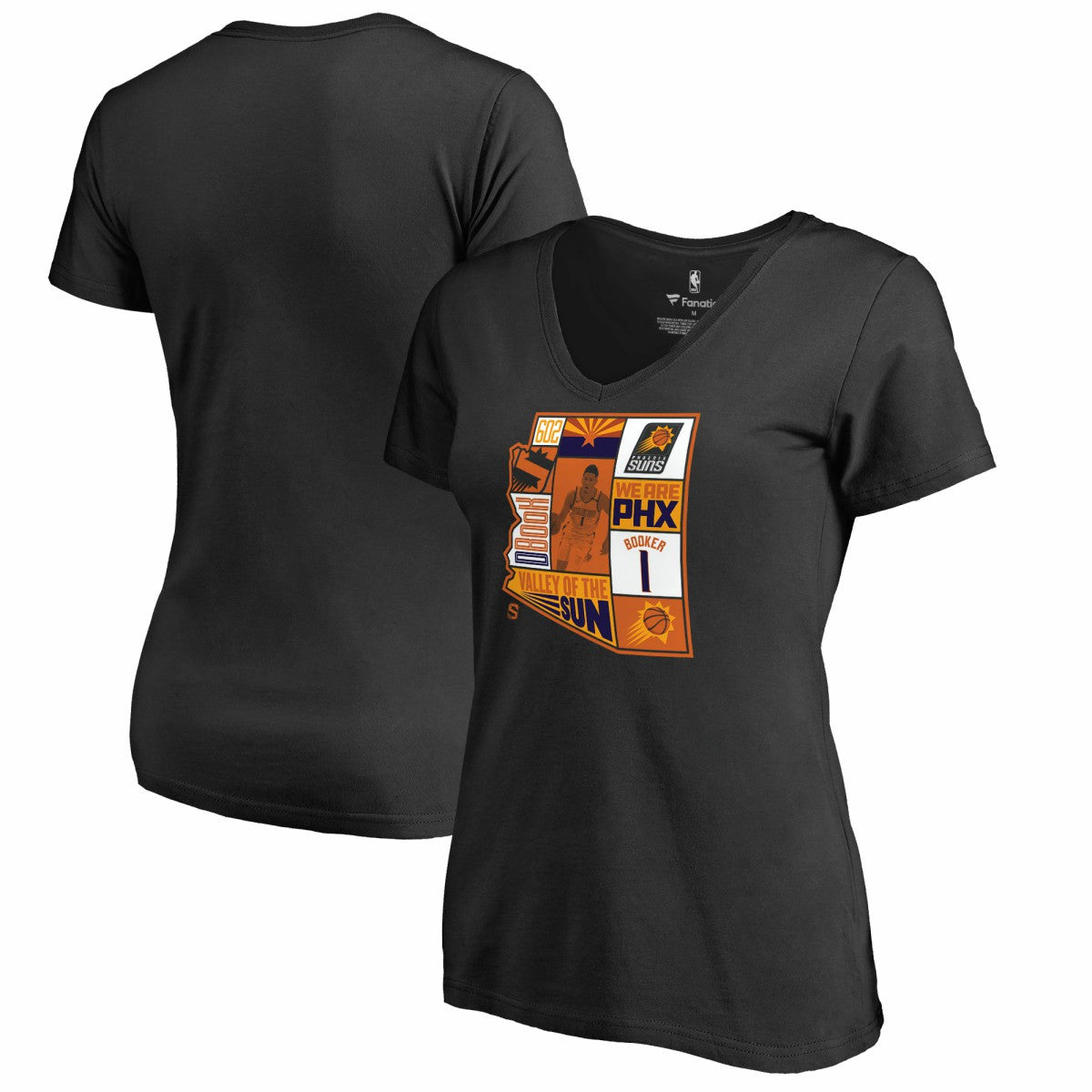 NBA Devin Booker Phoenix Suns Women's Player State V-Neck T-Shirt