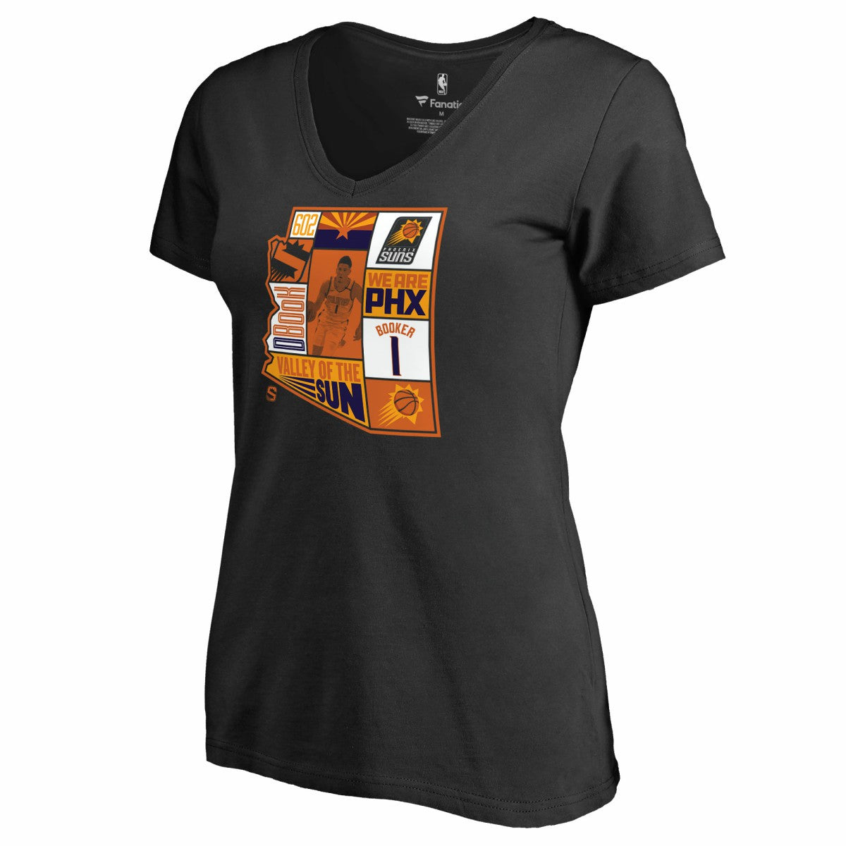 NBA Devin Booker Phoenix Suns Women's Player State V-Neck T-Shirt