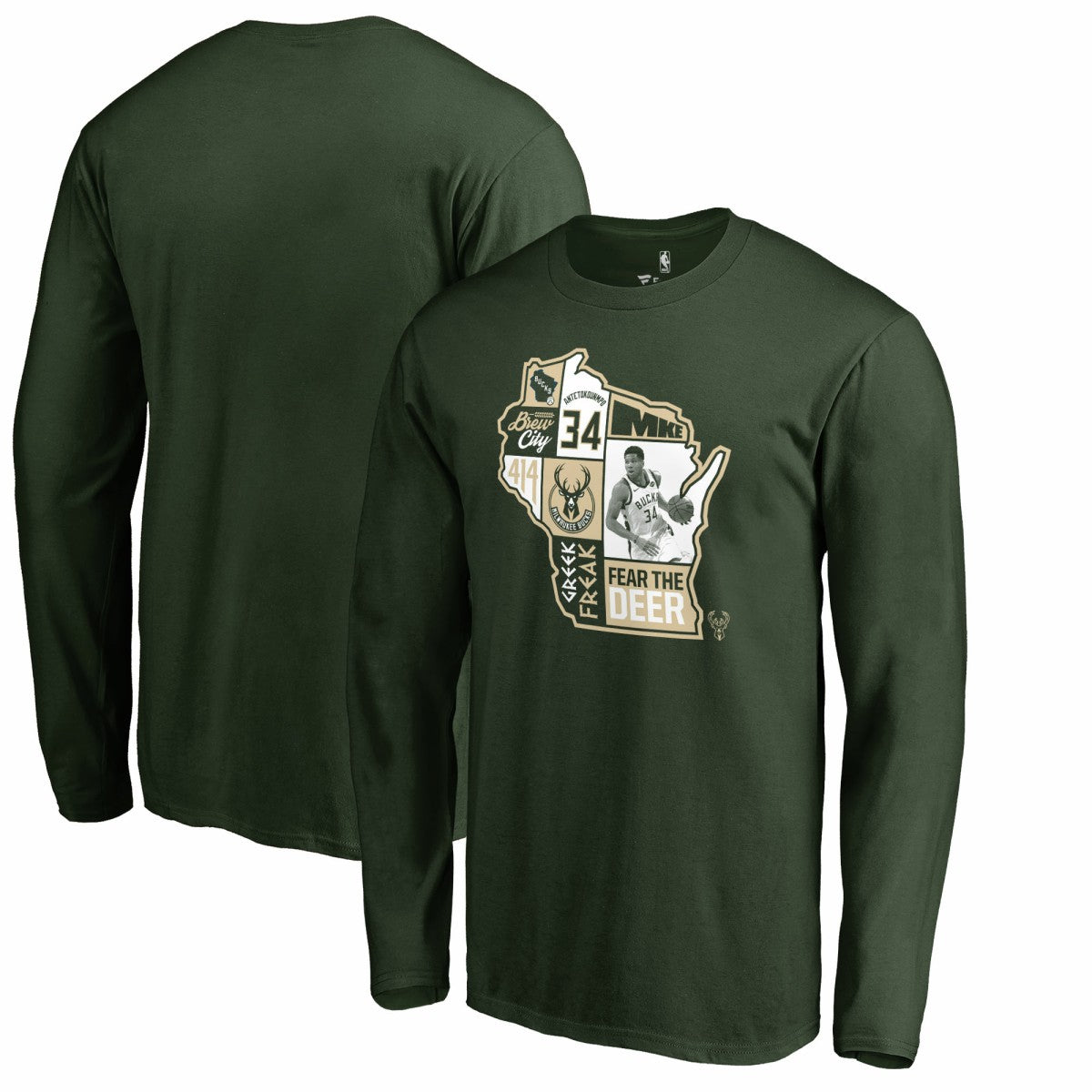 NBA Giannis Antetokounmpo Milwaukee Bucks Player State Long Sleeve T-Shirt
