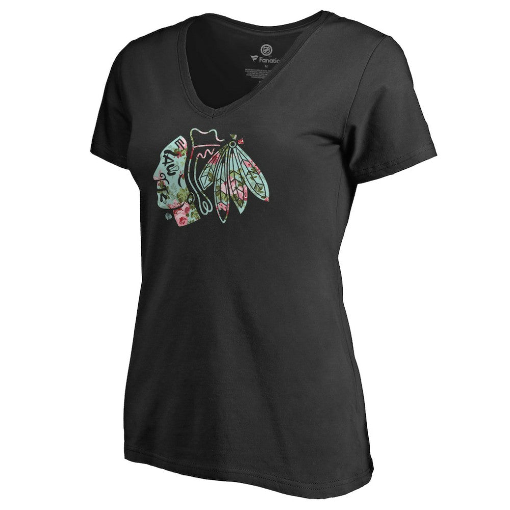 NHL Black Chicago Blackhawks Women's Lovely V-Neck T-Shirt