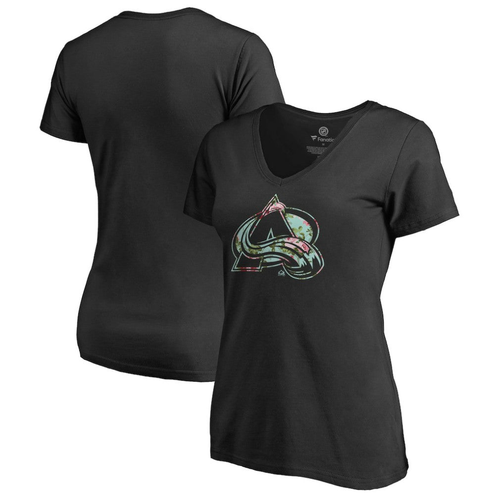 NHL Black Colorado Avalanche Women's Lovely V-Neck T-Shirt