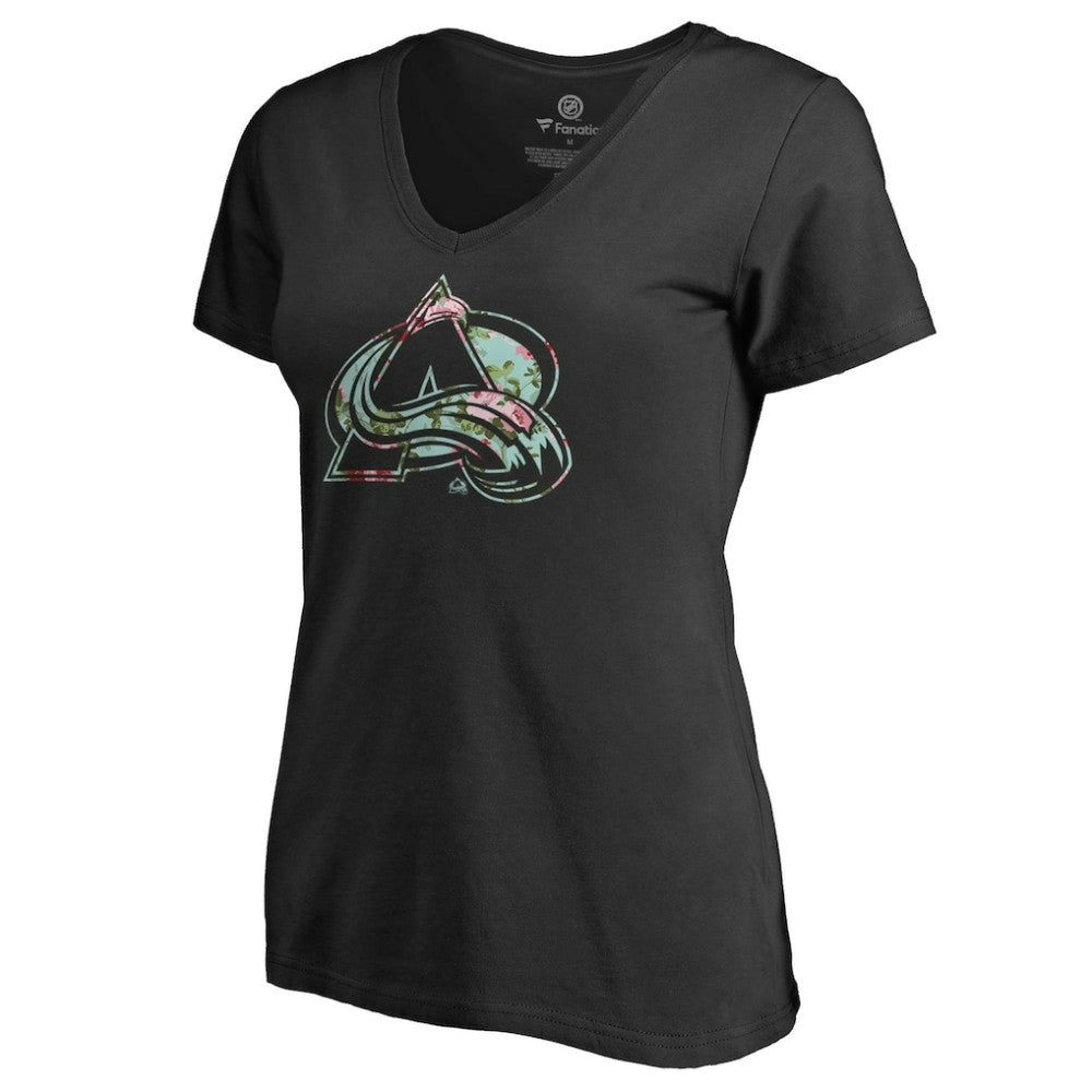 NHL Black Colorado Avalanche Women's Lovely V-Neck T-Shirt