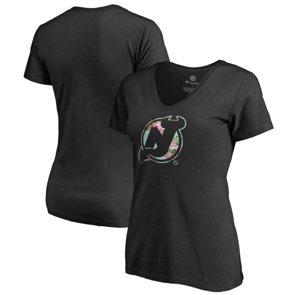 NHL Black New Jersey Devils Women's Lovely V-Neck T-Shirt
