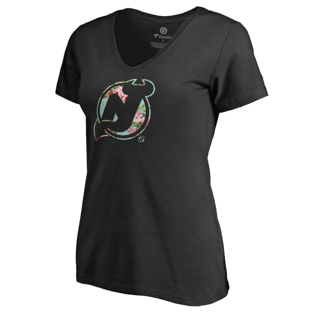 NHL Black New Jersey Devils Women's Lovely V-Neck T-Shirt