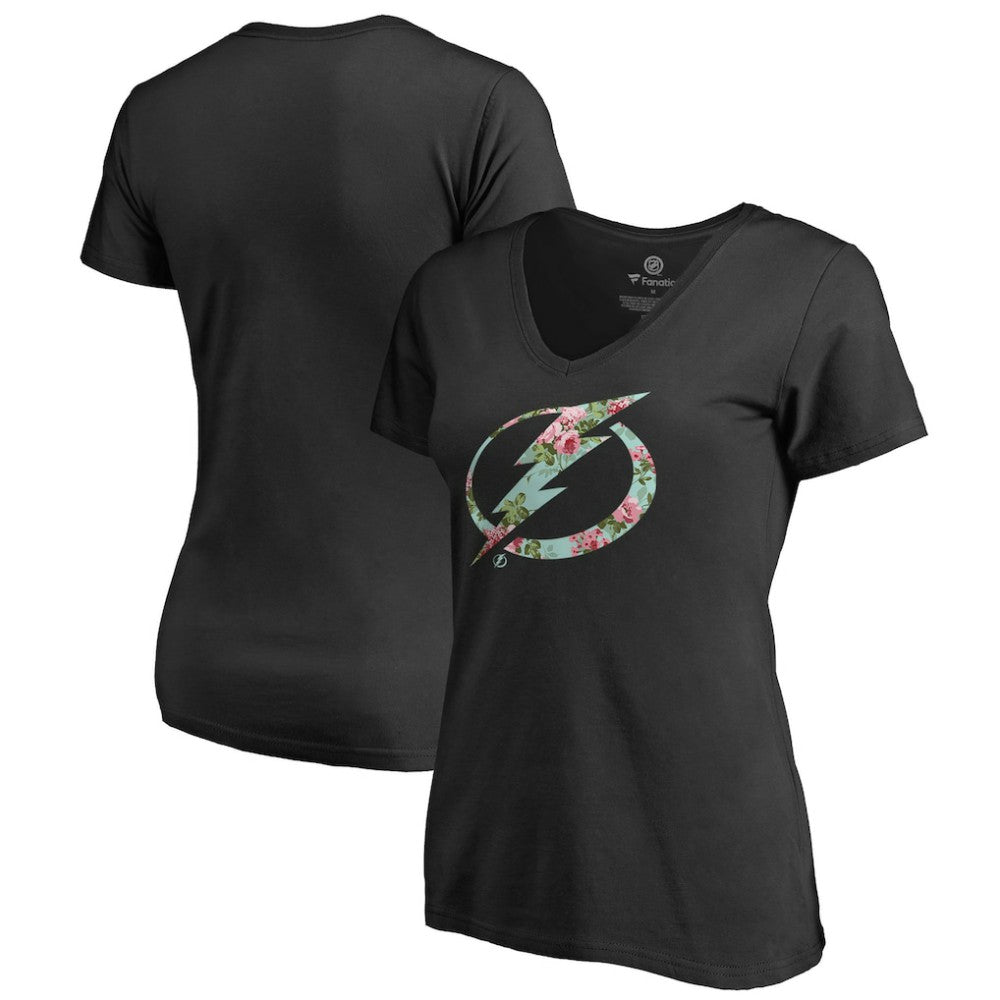 NHL Black Tampa Bay Lightning Women's Lovely V-Neck T-Shirt