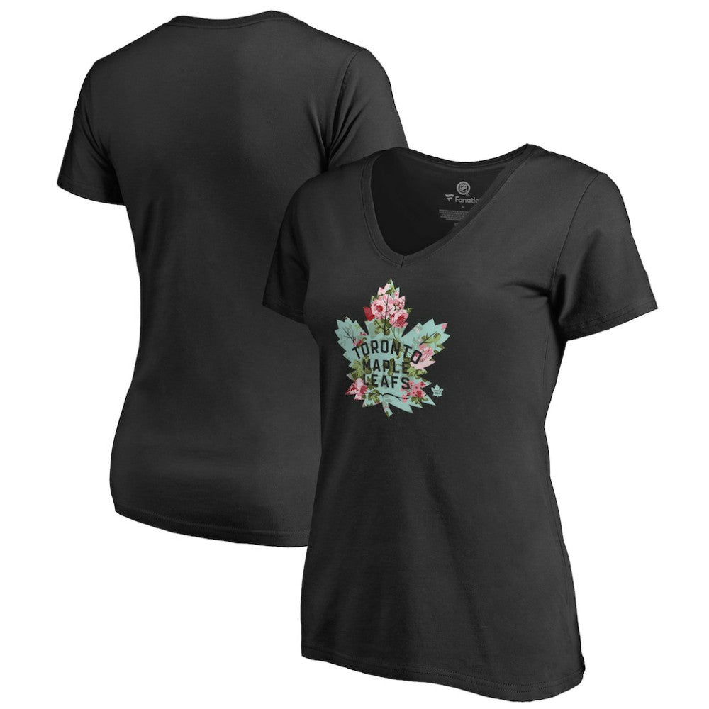 NHL Black Toronto Maple Leafs Women's Lovely V-Neck T-Shirt