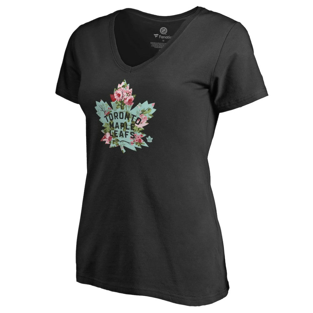 NHL Black Toronto Maple Leafs Women's Lovely V-Neck T-Shirt