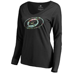 NHL Black Carolina Hurricanes Women's Lovely Long Sleeve V-Neck T-Shirt
