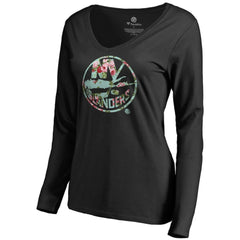 NHL Black New York Islanders Women's Lovely Long Sleeve V-Neck T-Shirt