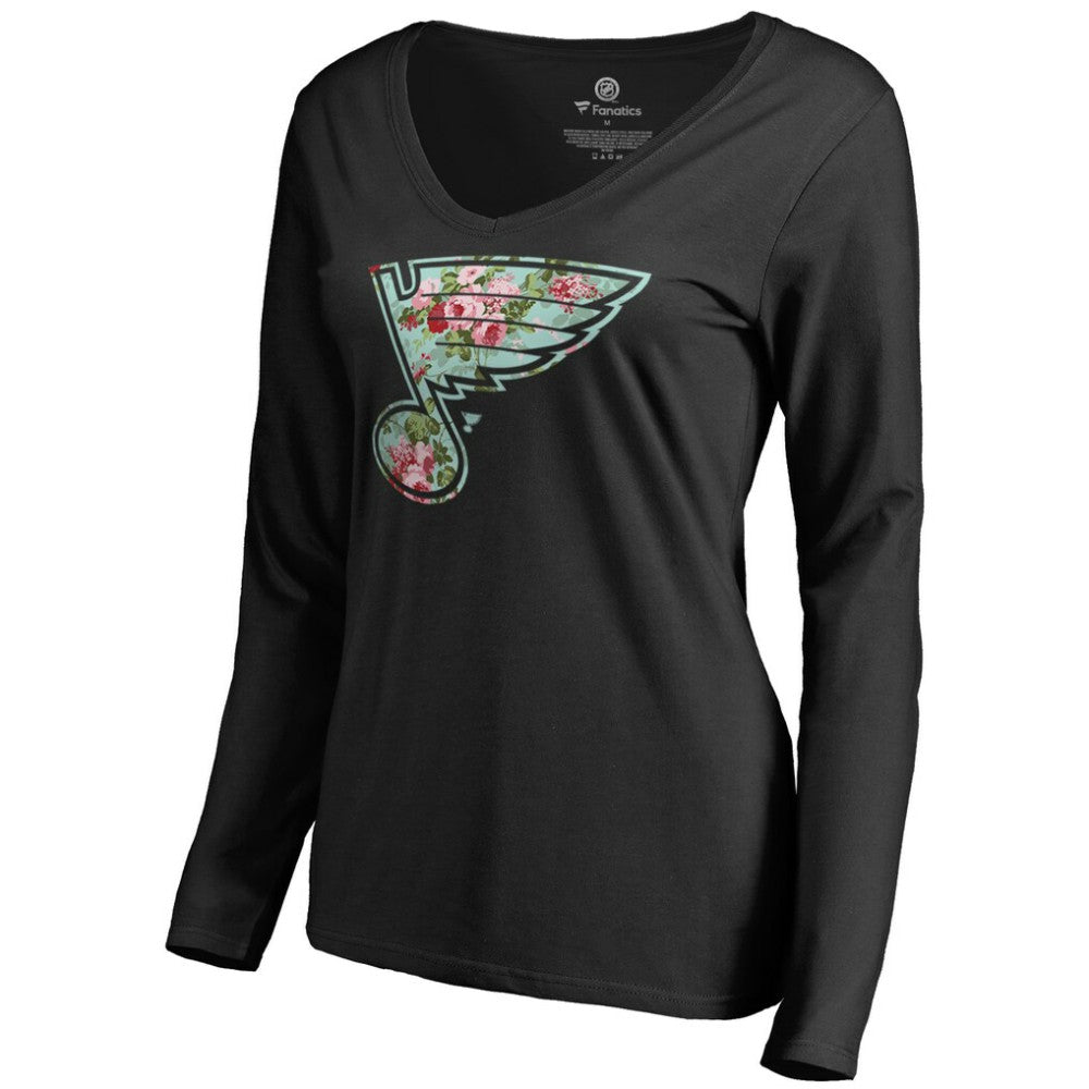 NHL Black St. Louis Blues Women's Lovely Long Sleeve V-Neck T-Shirt