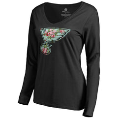 NHL Black St. Louis Blues Women's Lovely Long Sleeve V-Neck T-Shirt