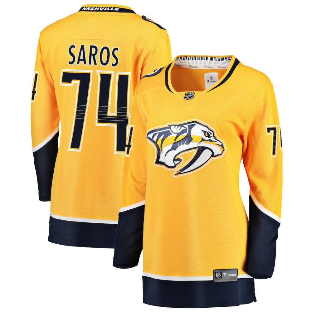 NHL Gold Juuse Saros Nashville Predators Fanatics Women's Breakaway Player Jersey