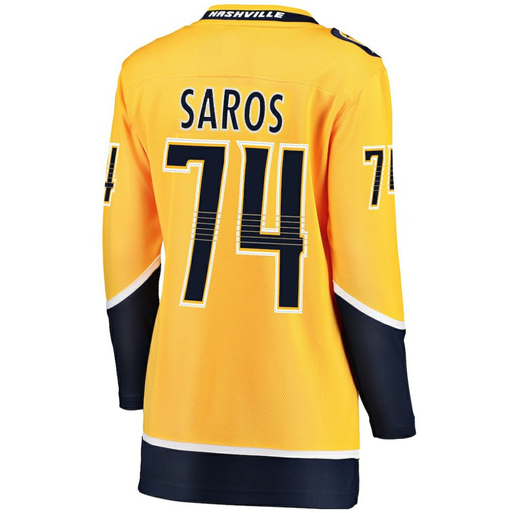 NHL Gold Juuse Saros Nashville Predators Fanatics Women's Breakaway Player Jersey
