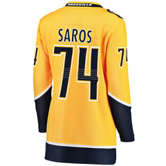 NHL Gold Juuse Saros Nashville Predators Fanatics Women's Breakaway Player Jersey