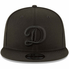 MLB Los Angeles Dodgers New Era Script Logo Black on Black 9FIFTY Snapback Adjustable Hat