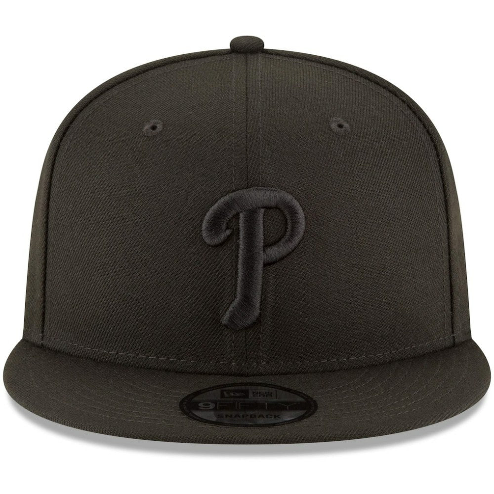 MLB Philadelphia Phillies New Era Black on Black 9FIFTY Team Snapback Adjustable Hat