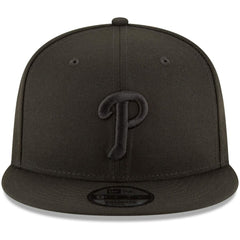 MLB Philadelphia Phillies New Era Black on Black 9FIFTY Team Snapback Adjustable Hat