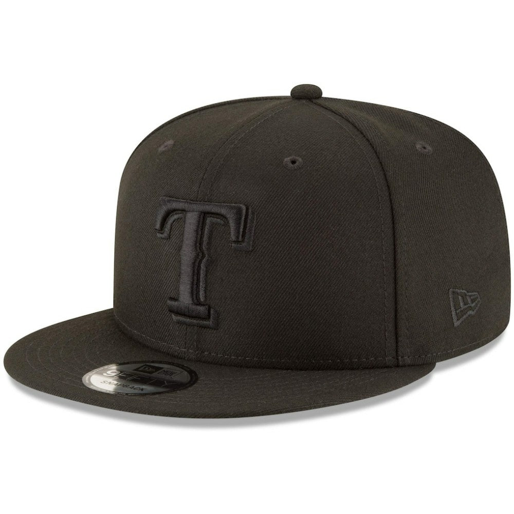 MLB Texas Rangers New Era Black on Black 9FIFTY Team Snapback Adjustable Hat
